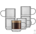 JoyJolt Haven 13.5 oz Fluted Stackable Double Wall Glass Mugs, set of 6