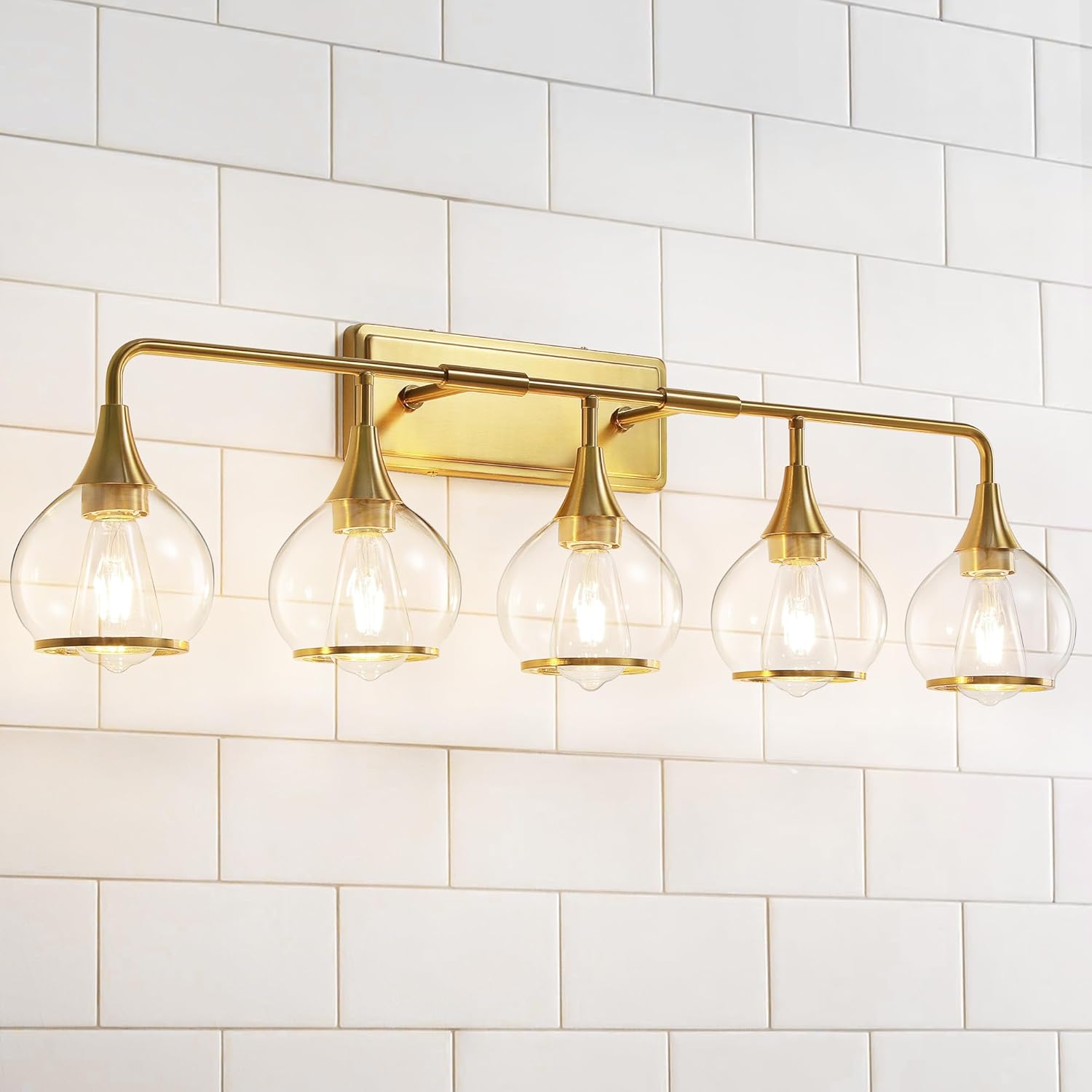 5 light bathroom gold fixture
