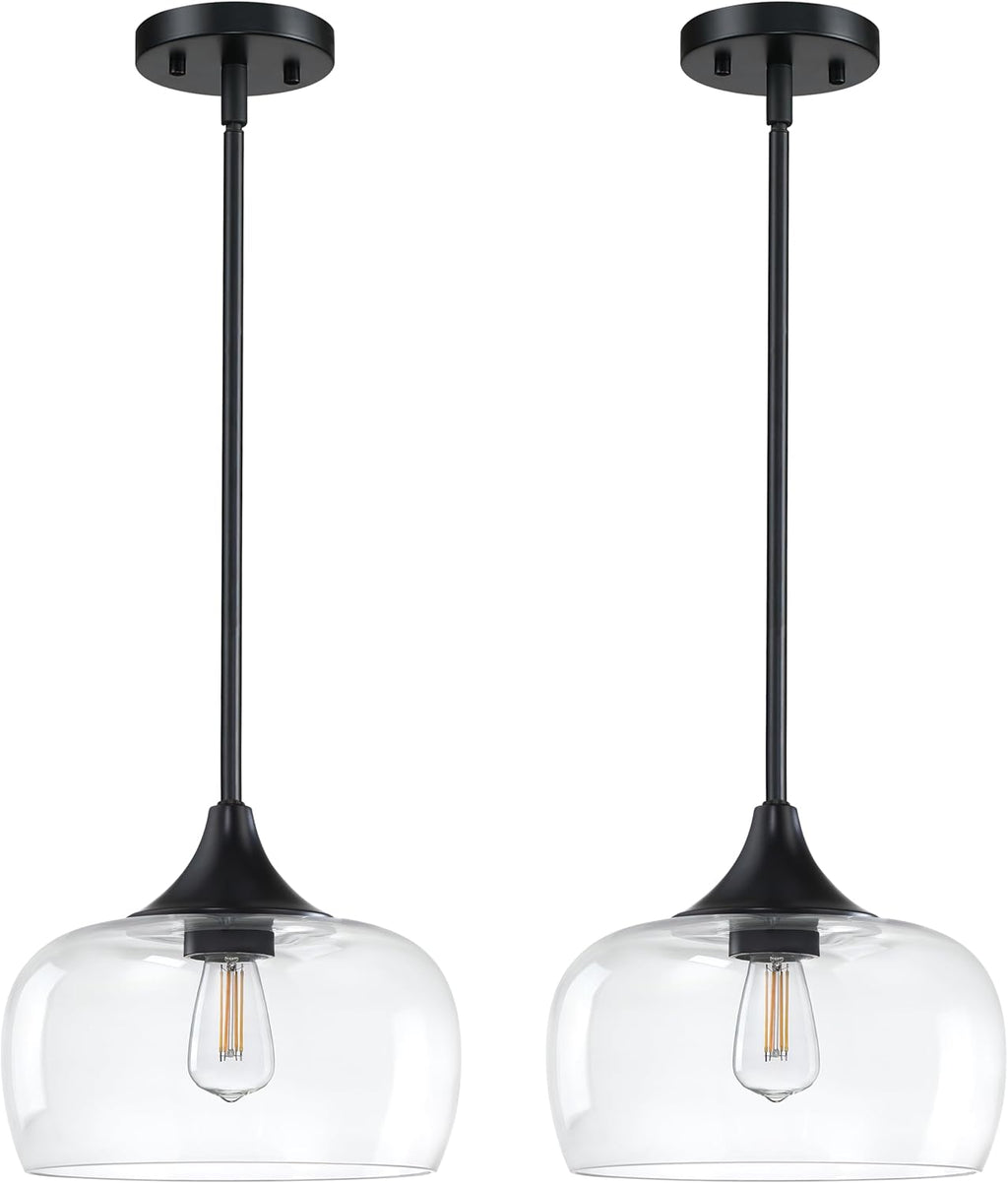 2pk 10" clear glass drum fixture