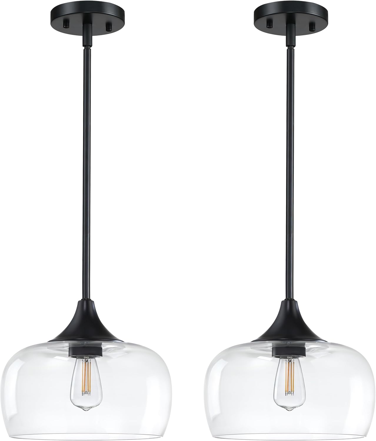 2pk 10" clear glass drum fixture