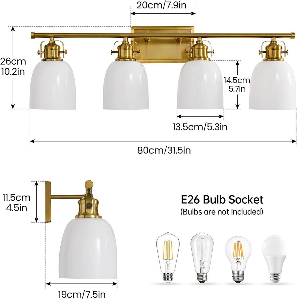 4 light gold bathroom light fixture