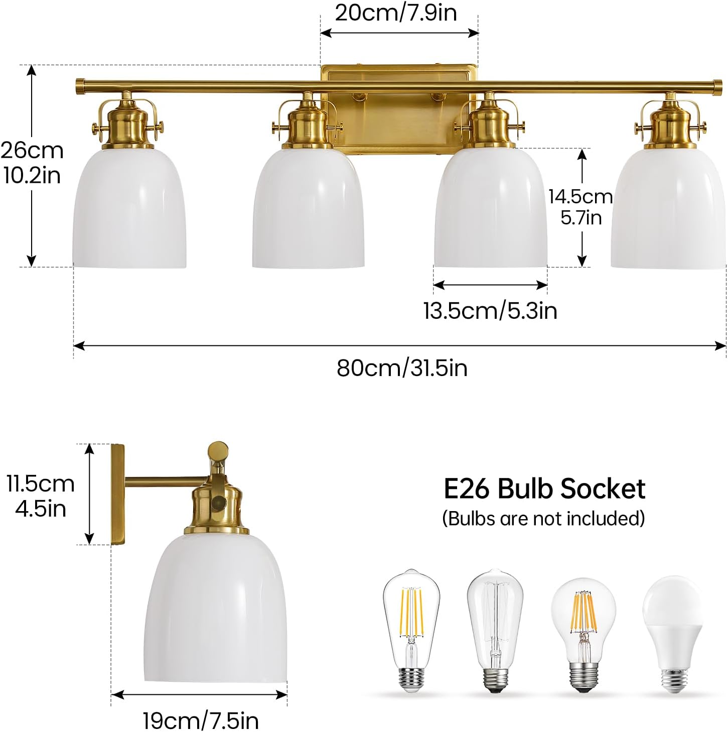 4 light gold bathroom light fixture