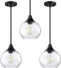 6.7" clear amber glass pendent black finish