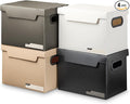 Compact Plastic Storage Bins with Lids.  4pk