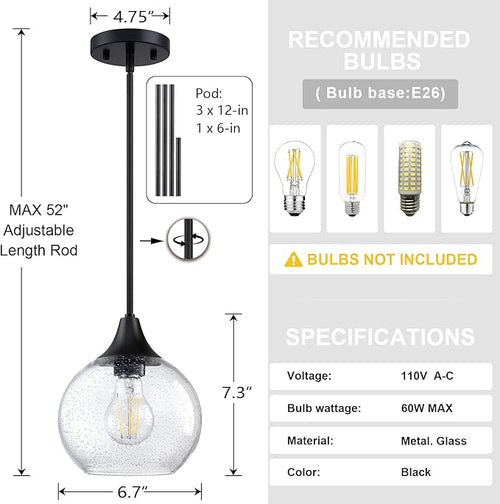 3pk Kitchen Island Pendant Light