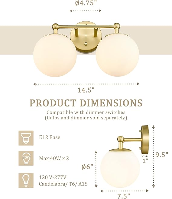 2 light vanity lights over mirror wall sconce